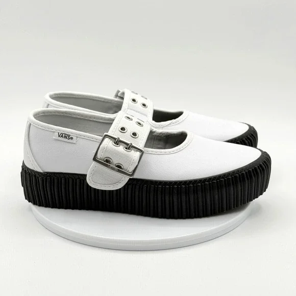 Vans Mary Jane Creeper Shoe Size 5.5 Womens Grunge White NEW - Picture 4 of 10